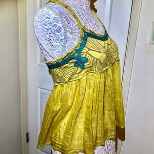 Yellow Embroidered Top